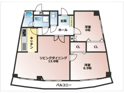 ツリーベル富士宮(2LDK/2階)の間取り写真