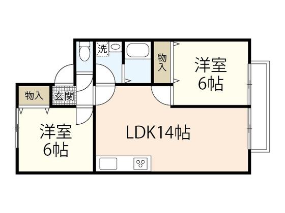 ファミール沼田B(2LDK/1階)の間取り写真