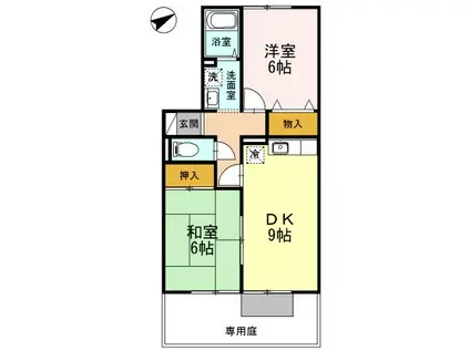 コンフォートたらみA・B B棟(2DK/1階)の間取り写真