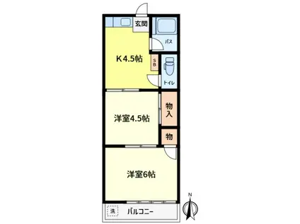 椎の木コーポ(2K/3階)の間取り写真