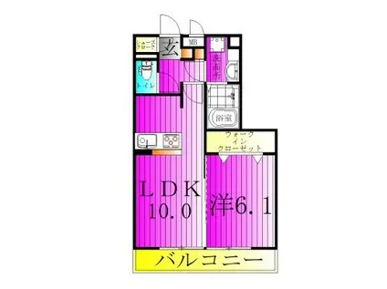 ハピネスストーム(1LDK/2階)の間取り写真