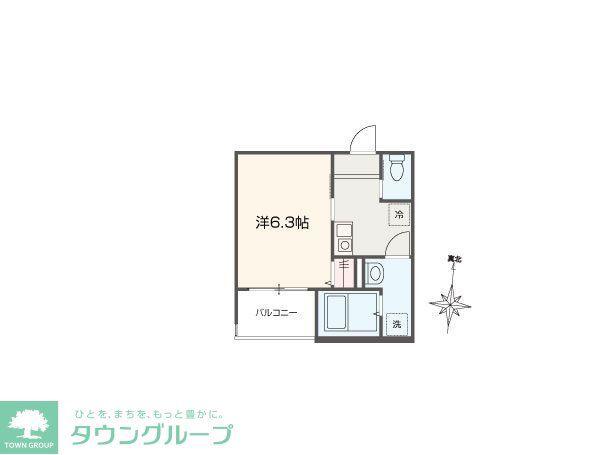 MELLAS元加治(1K/2階)の間取り写真