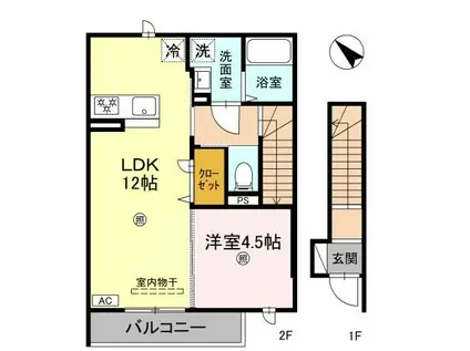エスプリサンク(1LDK/2階)の間取り写真