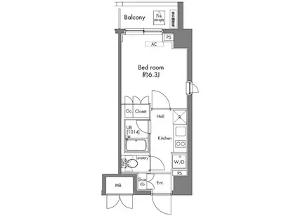 プラウドフラット早稲田(1K/7階)の間取り写真