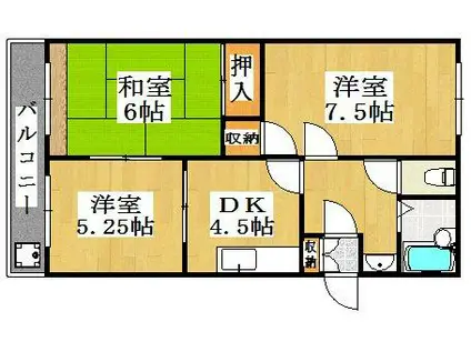 ベルハウス(3DK/3階)の間取り写真