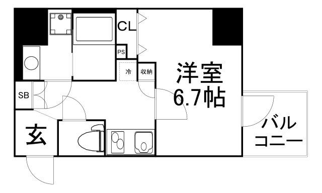FUJIMAN北梅田(1K/9階)の間取り写真