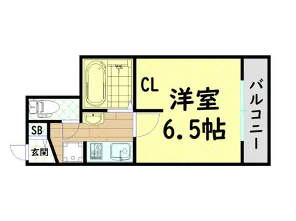LAKIAMAISON難波南(1K/2階)の間取り写真