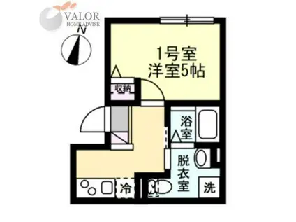 ベイルーム小田栄II(1K/1階)の間取り写真