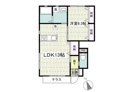 アムールハピネス(1LDK/1階)の間取り写真