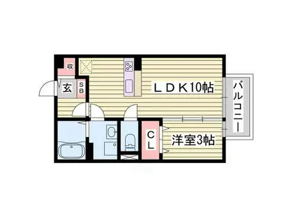 ジュネス谷川(1LDK/1階)の間取り写真