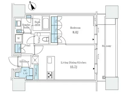 麻布台ヒルズレジデンスB(1LDK/28階)の間取り写真