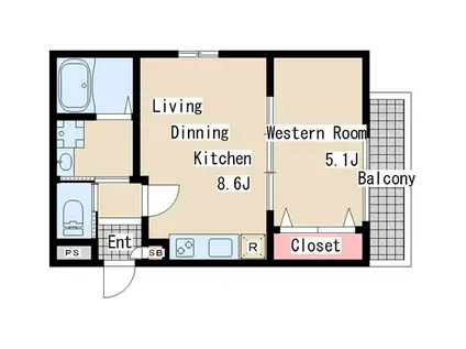 ALEGRIA長田蓮宮通(1LDK/3階)の間取り写真