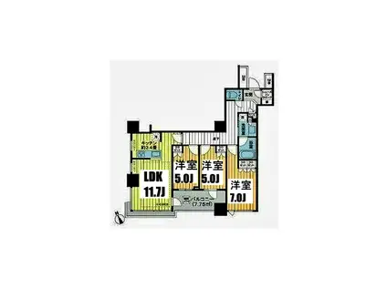 ザ・スカイクルーズタワー(3LDK/9階)の間取り写真