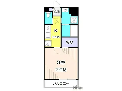 マインドフィールド新座駅南(1K/1階)の間取り写真