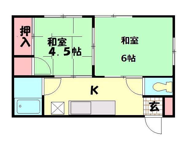 シャンポール今泉(2K/2階)の間取り写真