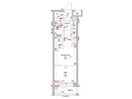 PREMIUMCUBE中野富士見町(1DK/4階)の間取り写真