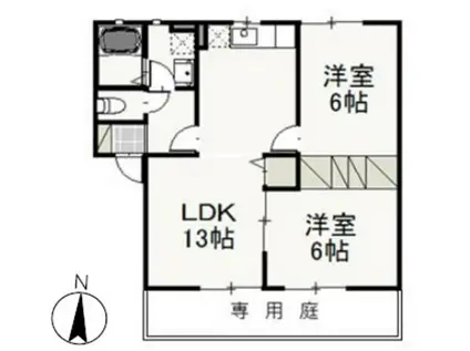 ベリーオーライ (2LDK/1階)の間取り写真