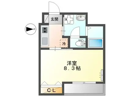 シャトンブラン(1K/2階)の間取り写真