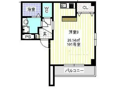 リベルテプレジールソガ(1K/2階)の間取り写真