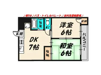 ロイヤル千林(2DK/3階)の間取り写真