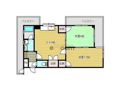 マキシマパークハイツ(2DK/4階)の間取り写真