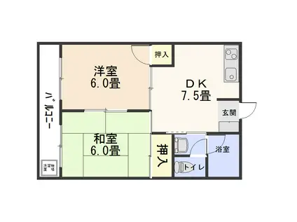 レジデンス一本木(2DK/1階)の間取り写真