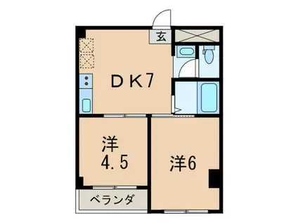 メゾン森(2DK/2階)の間取り写真