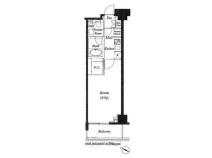 グレイスコート目黒(1K/6階)の間取り写真