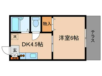 ハイツ北中(1DK/1階)の間取り写真