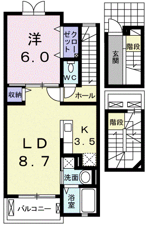 ティア マリア(1LDK/3階)の間取り写真