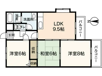 Kハイム城南(3LDK/1階)の間取り写真