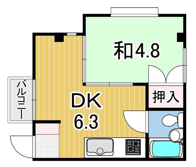 ジョンメゾン山田2(1DK/2階)の間取り写真
