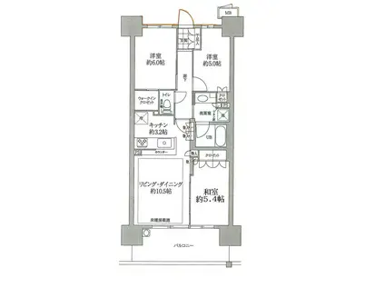 ポレスター鴻巣駅前ガーデンズ(3LDK/6階)の間取り写真