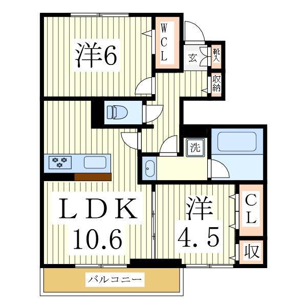 CAMINO COMODO(2LDK/1階)の間取り写真