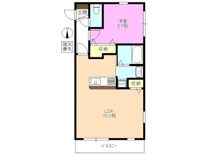 プレザントコート(1LDK/1階)の間取り写真