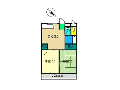 レジデンス優美36(2DK/3階)の間取り写真