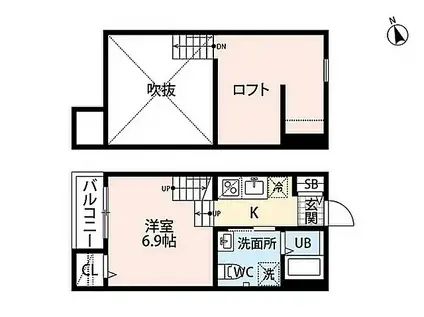 TOTORO今宿(1SK/2階)の間取り写真
