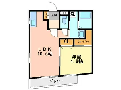 南小岩クレールパル(1LDK/3階)の間取り写真