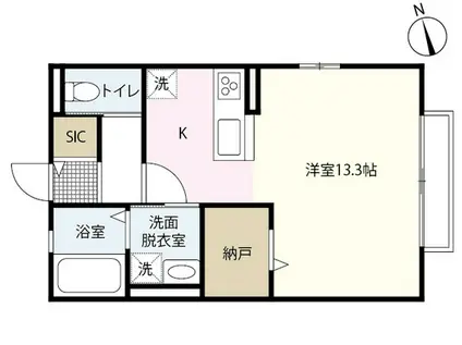 FLORA(ワンルーム/2階)の間取り写真
