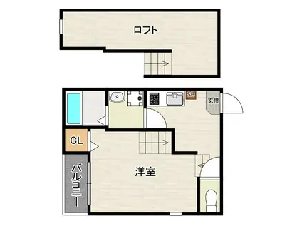 ベルディア梅林(1K/2階)の間取り写真