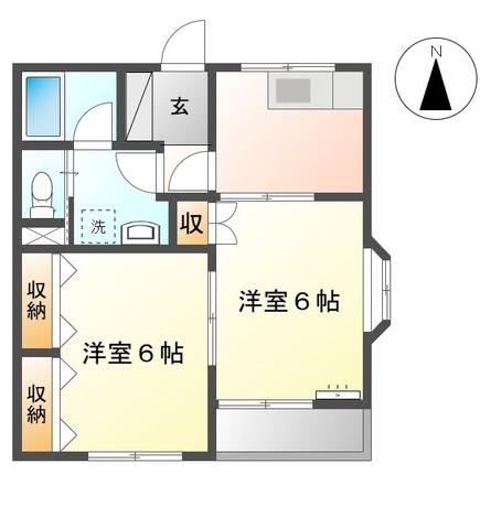 サンタプレイス吉田(2K/2階)の間取り写真