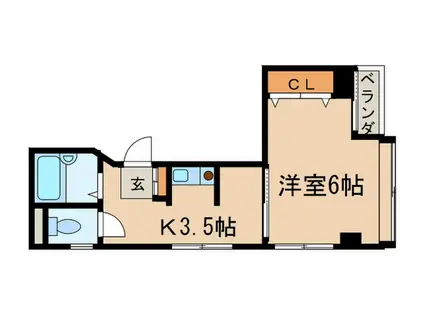 カサデナカノII(1K/4階)の間取り写真