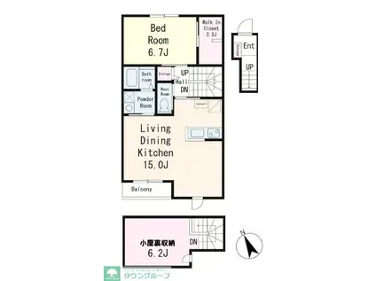 市川市鬼高2丁目PJ(1LDK/2階)の間取り写真