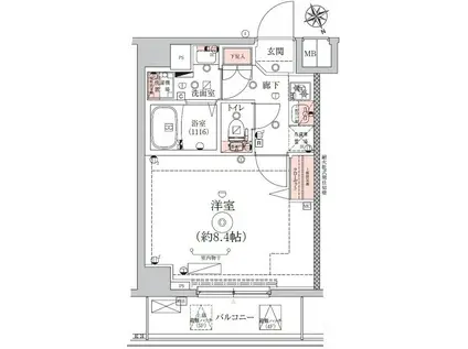 ESTRUTH HIGASHIMUKOJIMA(1K/4階)の間取り写真
