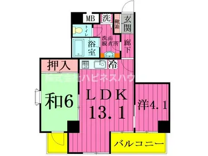 INSURANCEBLDG.XIVフ(2LDK/6階)の間取り写真