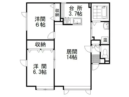 ジュルブ(2LDK/2階)の間取り写真