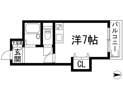 ハイネス門戸(ワンルーム/3階)の間取り写真