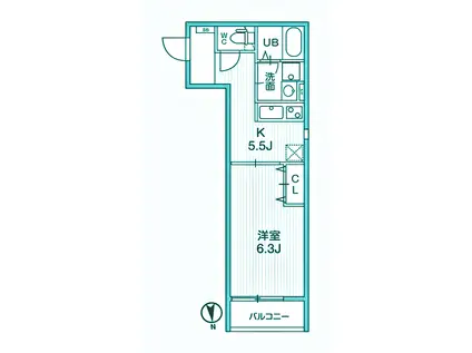 ティーズクオーレ馬込(1DK/3階)の間取り写真