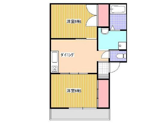 リバティ津高北館C棟(2DK/1階)の間取り写真