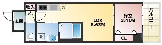 アーバンパーク新大阪(1LDK/6階)の間取り写真